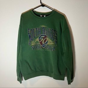 Medium Vintage Lee Made in USA South Dakota State Parks 50 Year Green Sweatshirt